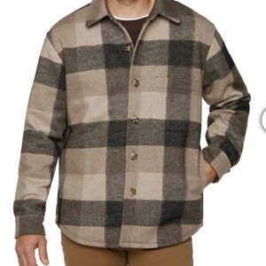 Banana Republic Men's Plaid Shirt Jacket in Tan and Black